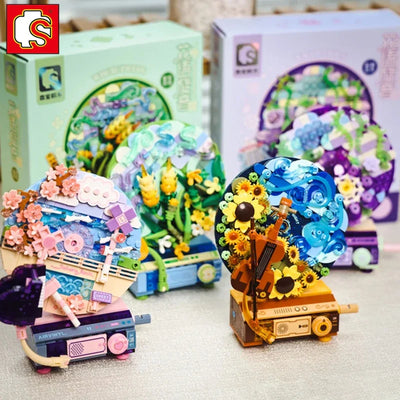 Fidtoy Flower Music Box Building Set – 339 pièces, jouet de construction créatif pour enfants de 6 ans et plus