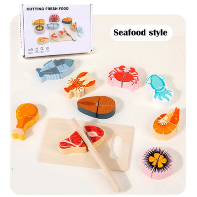 Fidtoy Jeu d'imitation en bois d'aliments à découper pour enfants | Jeu Montessori et motricité fine