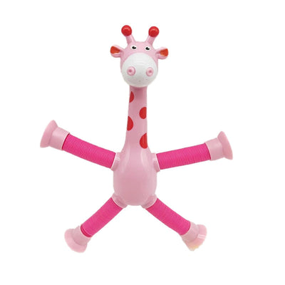 Fidtoy Telescopic Suction Cup Giraffe Sensory Toy for Toddlers Stretch Pop Tube Fidget Toy