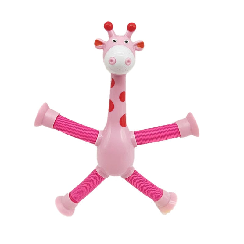 Fidtoy Telescopic Suction Cup Giraffe Sensory Toy for Toddlers Stretch Pop Tube Fidget Toy