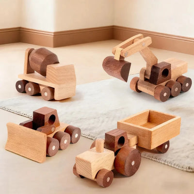Ensemble de jouets en bois Fidtoy pour enfants | Jeu de construction et de transport Montessori