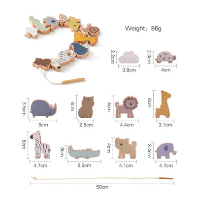 Fidtoy Wooden Hedgehog Threading Toy for Fine Motor Play
