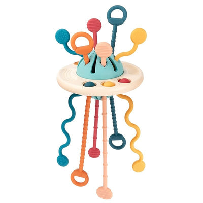 Fidtoy Silicone Pull String Sensory Toy for Babies – Montessori Teething Rattle and Fine Motor Learning Toy