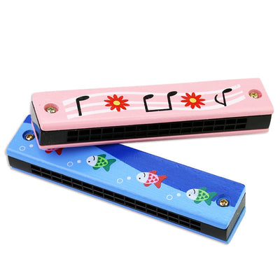 Kids Harmonica Wooden Double Row Blowable Toys
