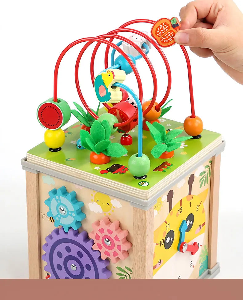 Montessori Wooden  Multifunction Beaded Treasure Box