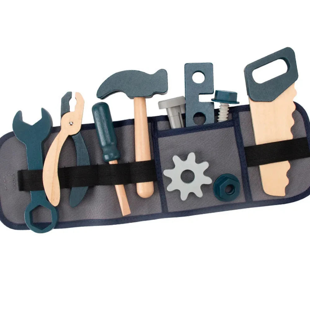 Fidtoy Kids Tool Kit Pretend Play Set Wooden Repairman STEM Toy for Toddlers 3-6 Years