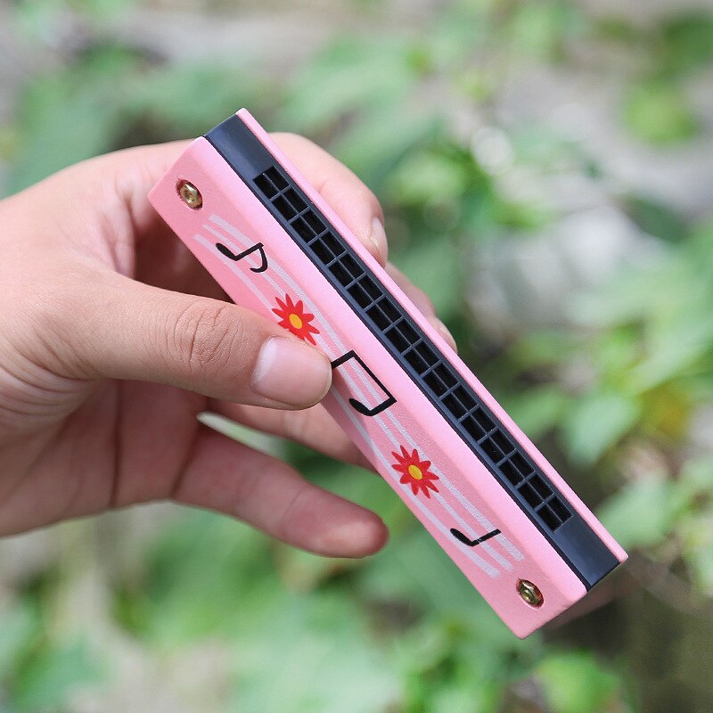 Kids Harmonica Wooden Double Row Blowable Toys
