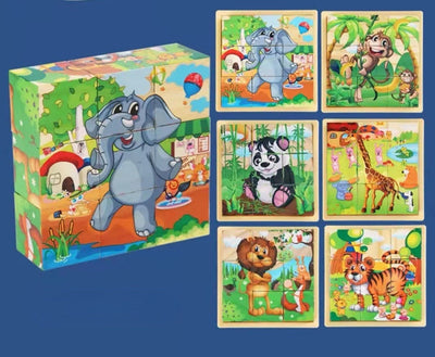 Fidtoy Wooden Animal Puzzle for Toddlers – 9-Piece Rotating Cube Educational Toy for Ages 3-6, Montessori Fine Motor & Cognitive Skills Development