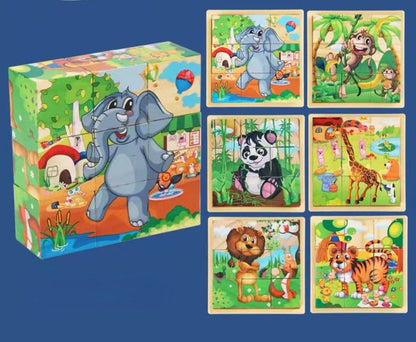 9 Pieces Six-sided 3D Cubes Jigsaw Puzzles (3-6 years old)
