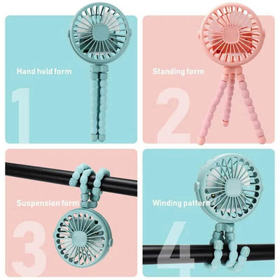 Fidtoy Portable Stroller Fan Clip On Baby Cooling Fan USB Rechargeable