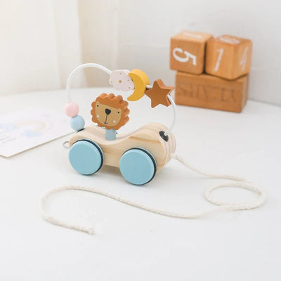 Bead Tracks™ – Tren, Coche y Motocicleta – Juego de Cuentas de Madera para Jalar