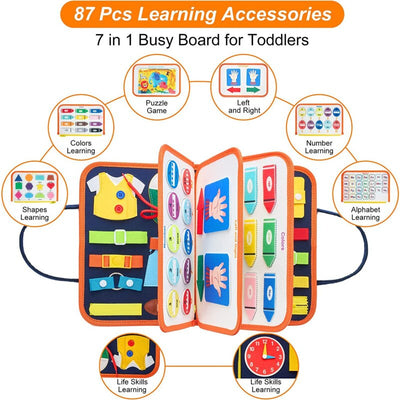 Fidtoy Busy Board for Toddlers – Portable Sensory Activity Board for Travel & Learning