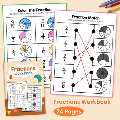 Fidtoy Fraction Learning Workbook for Grades 3-4 – Montessori Math & Interactive Exercises