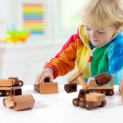 Ensemble de jouets en bois Fidtoy pour enfants | Jeu de construction et de transport Montessori