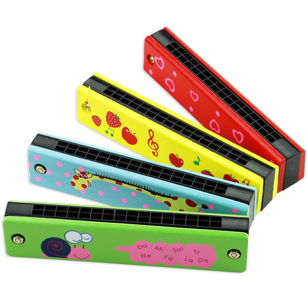 Kids Harmonica Wooden Double Row Blowable Toys