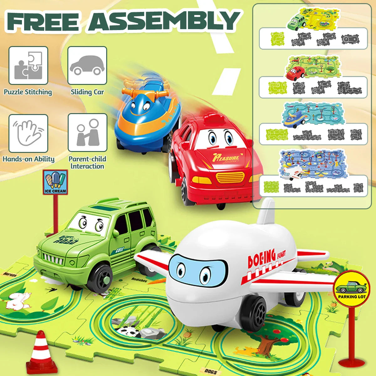 Sensory Montessori PuzzleRacer Mini Railroad Car Toy – Educational Toy for Motor Skills & Brain Development