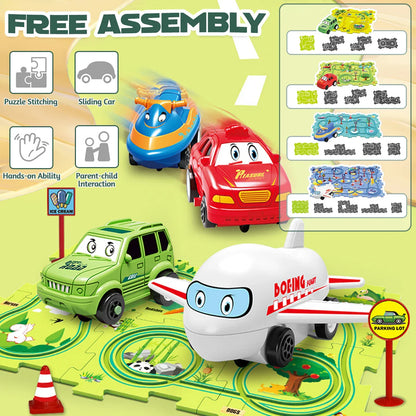 Sensory Montessori PuzzleRacer Mini Railroad Car Toy – Educational Toy for Motor Skills & Brain Development