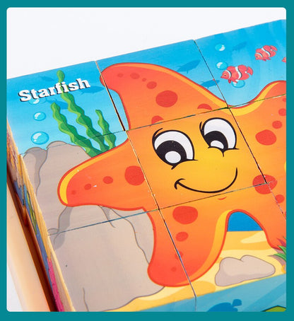 9 Pieces Six-sided 3D Cubes Jigsaw Puzzles (3-6 years old)