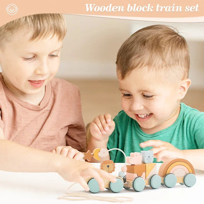 Fidtoy Jouet à tirer en bois pour tout-petits, voiture éducative 1 an et plus