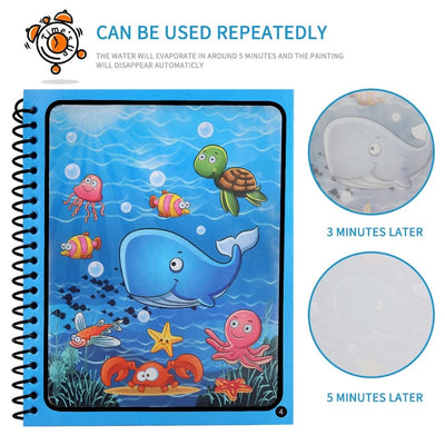 Libro de colorear con agua Fidtoy Aqua Doodle – Libro de dibujo reutilizable sin manchas para viajes y juegos tranquilos para niños