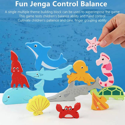 Wooden Marine Animal Puzzle Kids Animal Block Puzzle Square