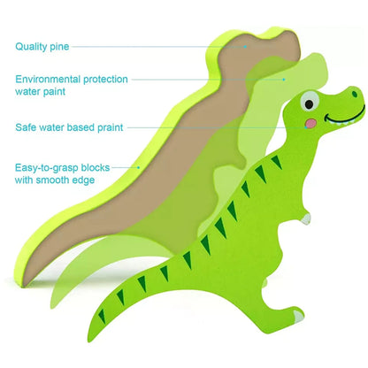 Wooden Dinosaur Puzzle Kids Dino Block Puzzle
