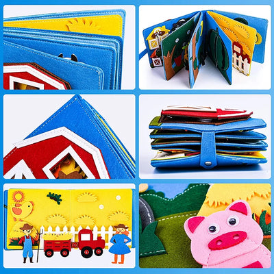 Livre d'activités Montessori en bois pour tout-petits – Jouet d'apprentissage des gestes d'habillage