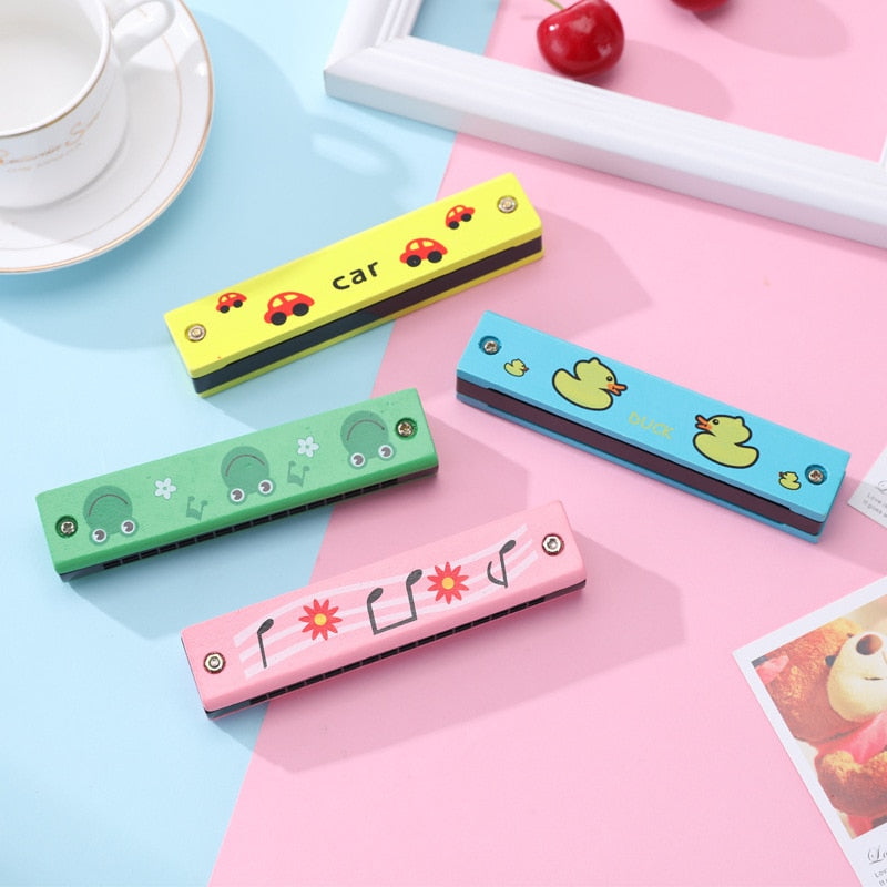 Kids Harmonica Wooden Double Row Blowable Toys