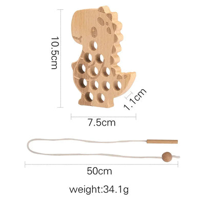 Fidtoy Wooden Hedgehog Threading Toy for Fine Motor Play