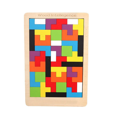 Fidtoy Colorful 3D Wooden Tangram Math Puzzle Game for Kids – Montessori Learning Toy