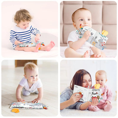 Fidtoy Libros de tela suave en 3D con sonido crujiente | Juguete de aprendizaje sensorial para bebés de 0 a 12 meses
