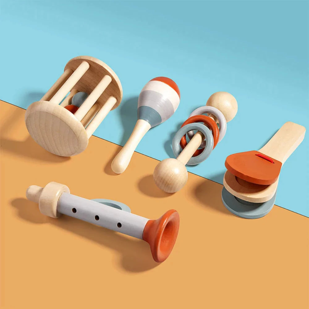 Fidtoy Ensemble d'instruments de musique en bois pour tout-petits, jouet d'apprentissage Montessori pour le calme et le développement de la motricité fine
