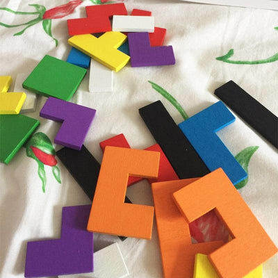 Fidtoy Colorful 3D Wooden Tangram Math Puzzle Game for Kids – Montessori Learning Toy