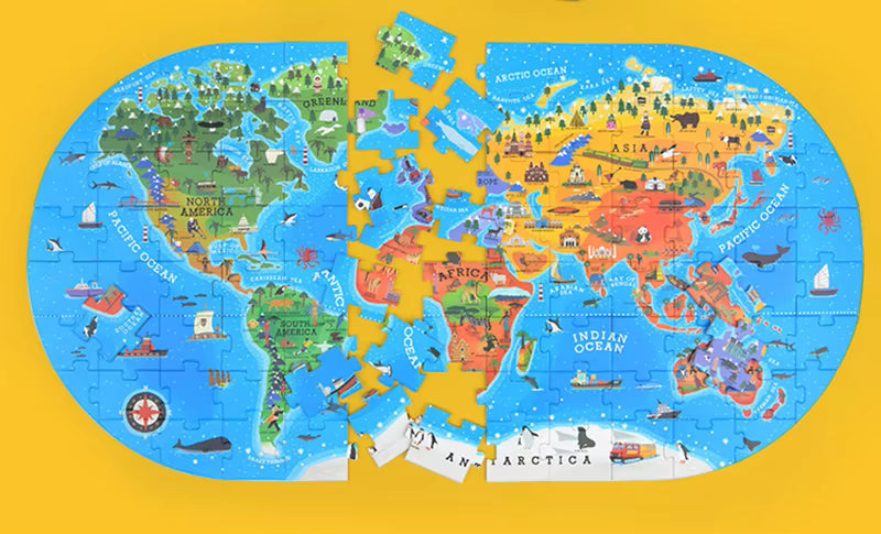 GeoMap – Éducatif & Amusant – Puzzle de sol Carte du monde