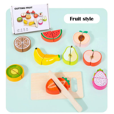 Fidtoy Jeu d'imitation en bois d'aliments à découper pour enfants | Jeu Montessori et motricité fine