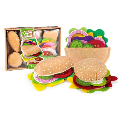 Montessori pretend play 28PCS Burger Sandwich Set