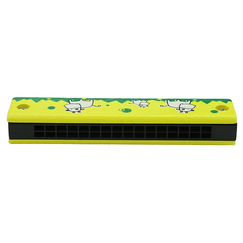 Kids Harmonica Wooden Double Row Blowable Toys