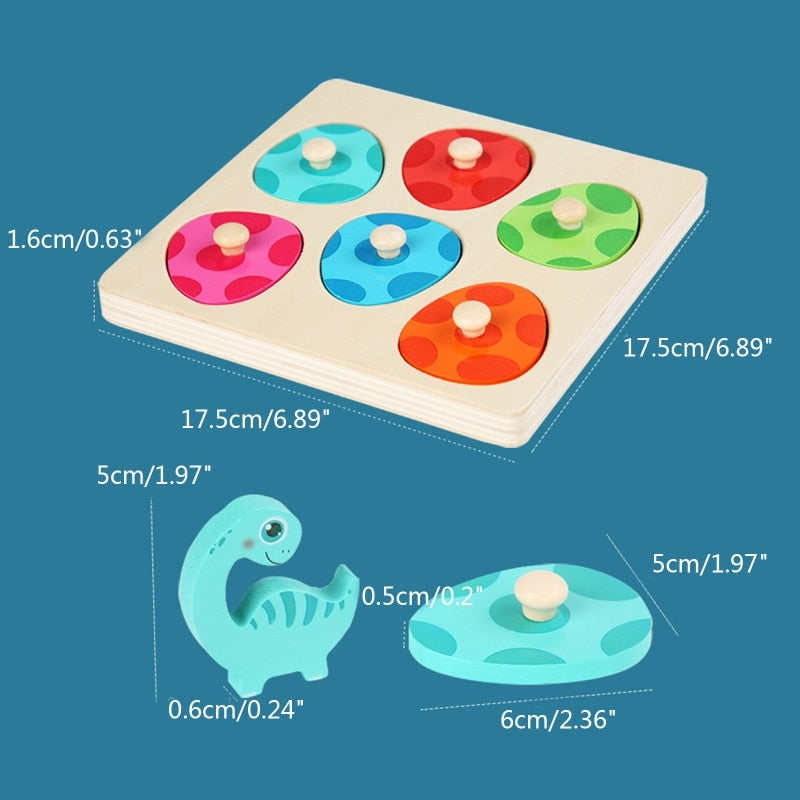 Wooden 3D Dinosaur Egg Multi-Layer Puzzle Toddler Colour Sorting Game