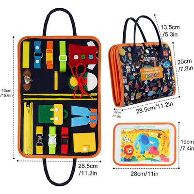 Fidtoy Busy Board for Toddlers – Portable Sensory Activity Board for Travel & Learning