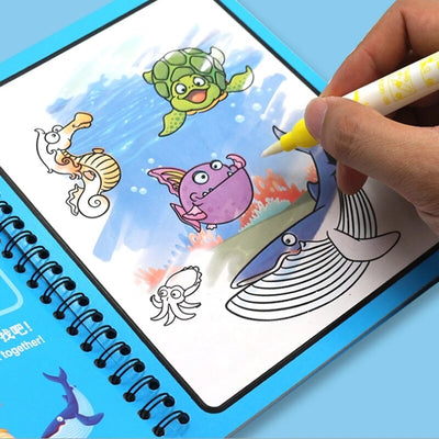 Libro de colorear con agua Fidtoy Aqua Doodle – Libro de dibujo reutilizable sin manchas para viajes y juegos tranquilos para niños