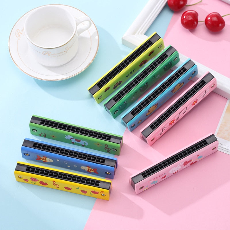 Kids Harmonica Wooden Double Row Blowable Toys