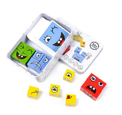 Montessori Wooden Cube Face Changing Building Blocks