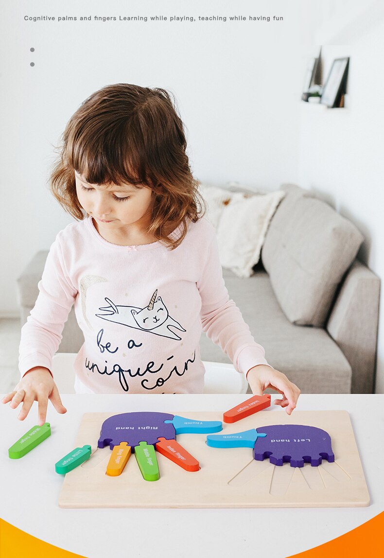 Puzzle 3D Montessori en bois pour les mains et les pieds