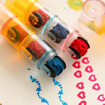 Mini Ink Stamp Roller Diary Seal Art Toys