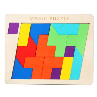 Fidtoy Hexagonal Wooden Tangram Puzzle for Kids 3-6 – Creative Building & Learning Toy