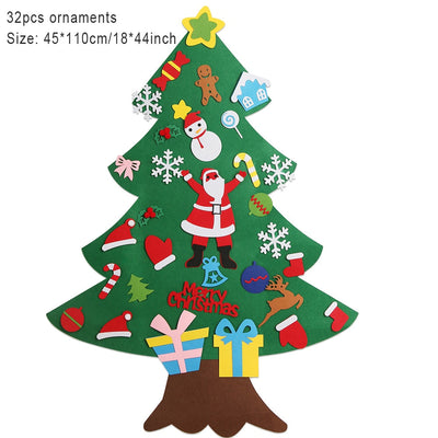 Sapin de Noël en feutre avec 32 pièces