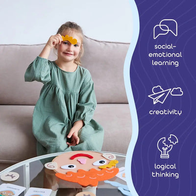 Fidtoy Juego de Expresiones Faciales Juguete Montessori para el Aprendizaje de Emociones