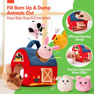Fidtoy Plush Farm Set Baby Sensory Toy for 6-36 Months
