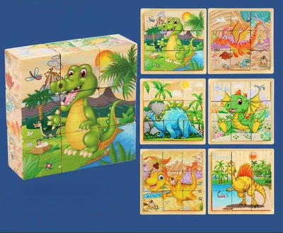 Fidtoy Wooden Animal Puzzle for Toddlers – 9-Piece Rotating Cube Educational Toy for Ages 3-6, Montessori Fine Motor & Cognitive Skills Development