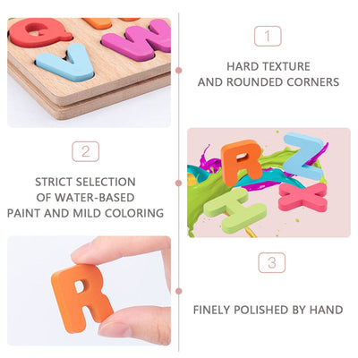 Puzzle en bois 3D Montessori pour enfants avec alphabet et chiffres